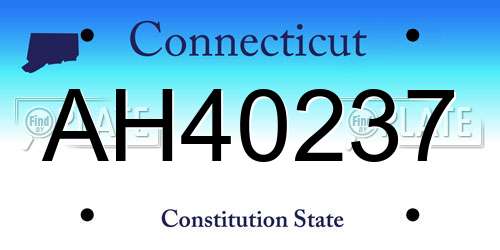 AH40237 Connecticut License Plate