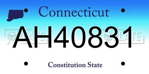 AH40831 Connecticut License Plate