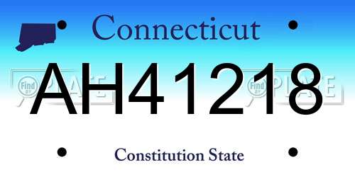 AH41218 Connecticut License Plate