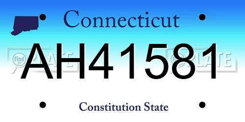 AH41581 Connecticut License Plate