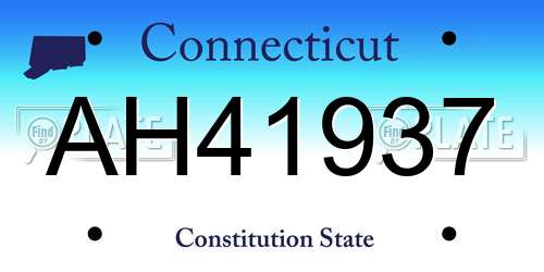 AH41937 Connecticut License Plate