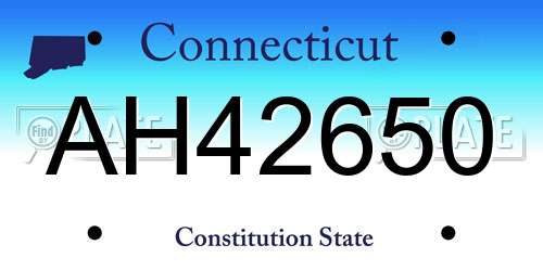 AH42650 Connecticut License Plate