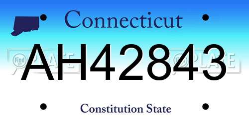 AH42843 Connecticut License Plate