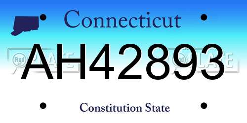 AH42893 Connecticut License Plate