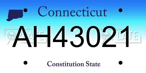 AH43021 Connecticut License Plate