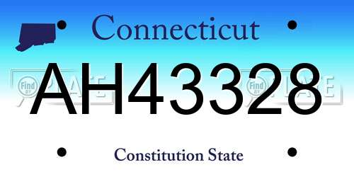 AH43328 Connecticut License Plate