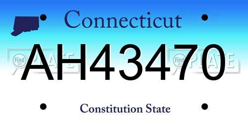 AH43470 Connecticut License Plate