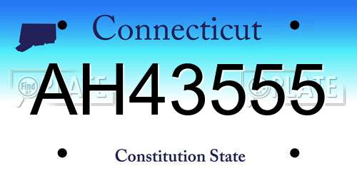 AH43555 Connecticut License Plate