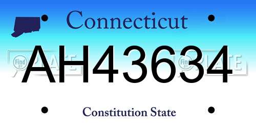 AH43634 Connecticut License Plate
