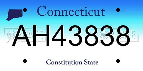 AH43838 Connecticut License Plate