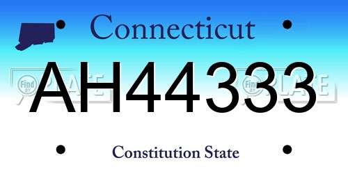 AH44333 Connecticut License Plate