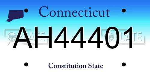 AH44401 Connecticut License Plate