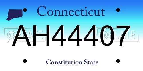 AH44407 Connecticut License Plate