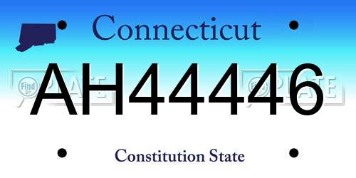 AH44446 Connecticut License Plate