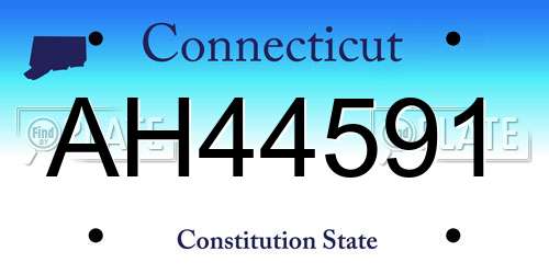 AH44591 Connecticut License Plate