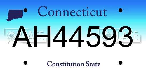 AH44593 Connecticut License Plate