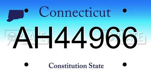 AH44966 Connecticut License Plate