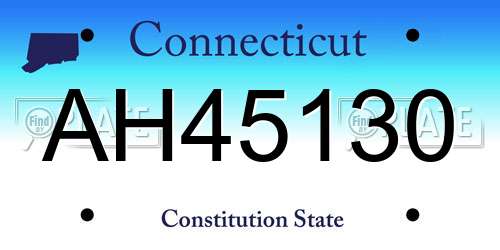 AH45130 Connecticut License Plate