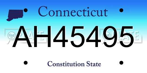 AH45495 Connecticut License Plate