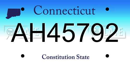 AH45792 Connecticut License Plate