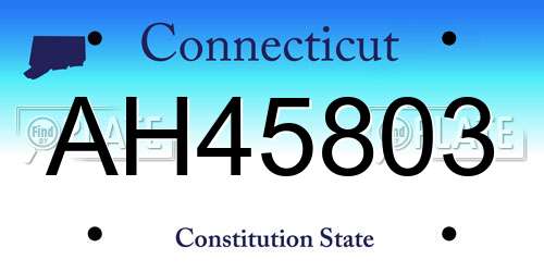 AH45803 Connecticut License Plate
