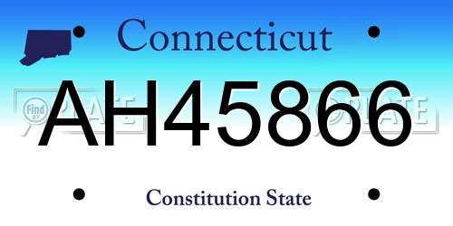 AH45866 Connecticut License Plate