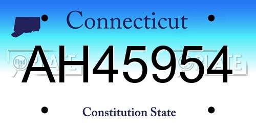 AH45954 Connecticut License Plate