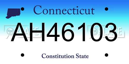AH46103 Connecticut License Plate