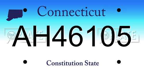AH46105 Connecticut License Plate