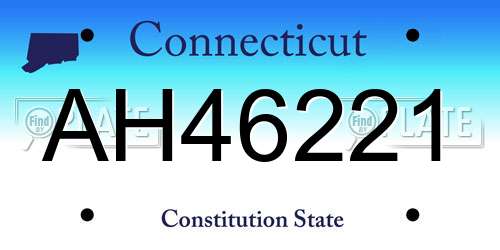AH46221 Connecticut License Plate