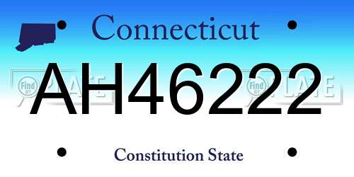 AH46222 Connecticut License Plate