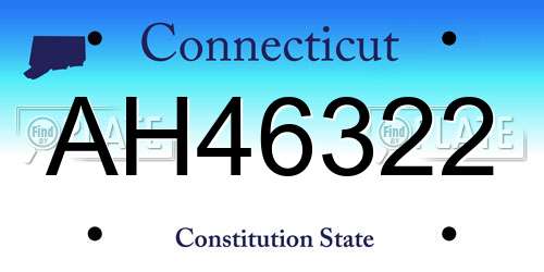 AH46322 Connecticut License Plate