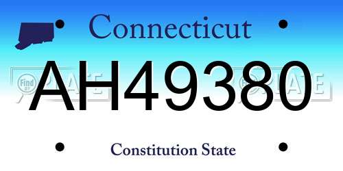AH49380 Connecticut License Plate