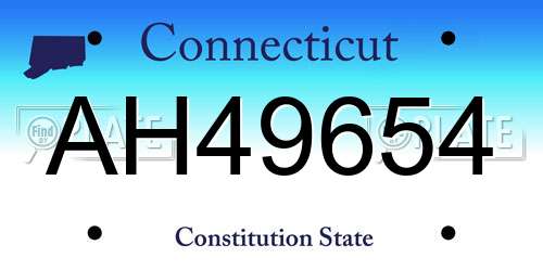 AH49654 Connecticut License Plate