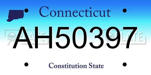 AH50397 Connecticut License Plate