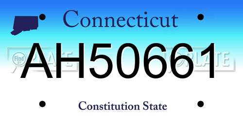 AH50661 Connecticut License Plate