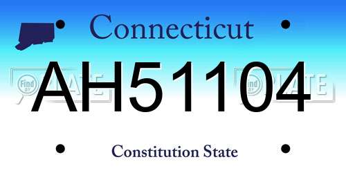 AH51104 Connecticut License Plate