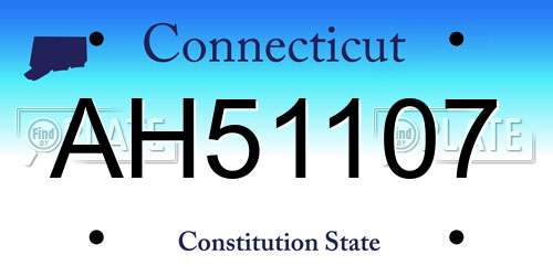 AH51107 Connecticut License Plate