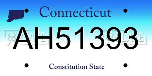 AH51393 Connecticut License Plate