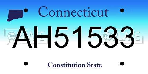 AH51533 Connecticut License Plate
