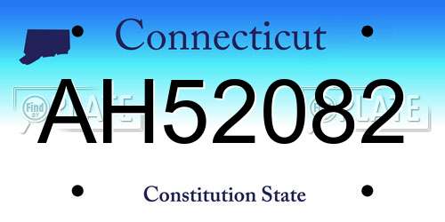 AH52082 Connecticut License Plate