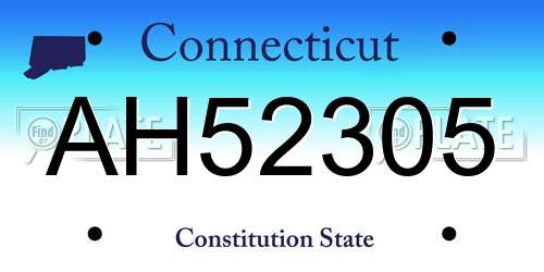 AH52305 Connecticut License Plate