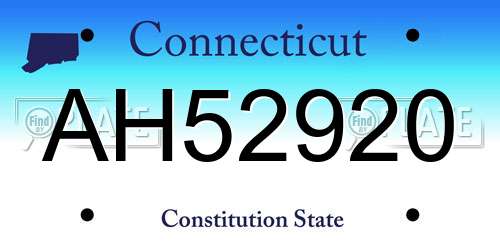 AH52920 Connecticut License Plate