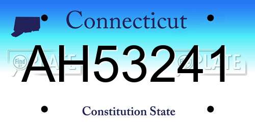 AH53241 Connecticut License Plate