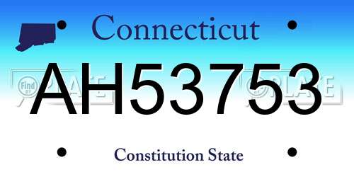 AH53753 Connecticut License Plate