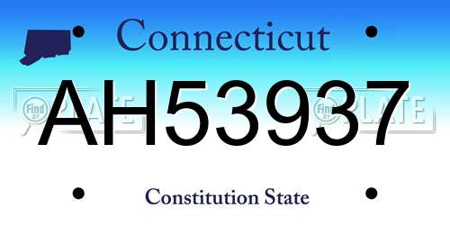 AH53937 Connecticut License Plate