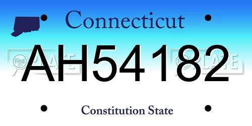 AH54182 Connecticut License Plate