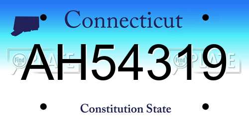 AH54319 Connecticut License Plate