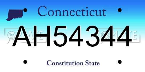 AH54344 Connecticut License Plate