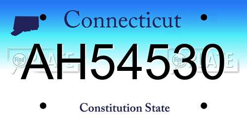 AH54530 Connecticut License Plate